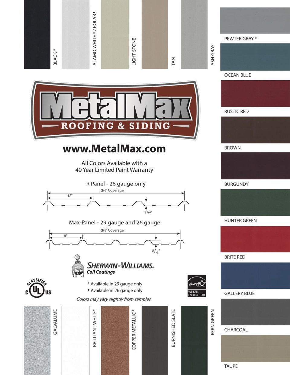 Sheet Metal Color Chart